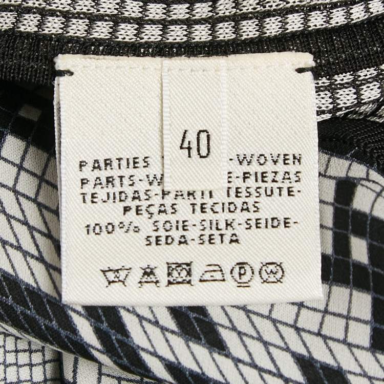 Pre Owned Hermes Black Printed Silk and Silk Knit Mosaique du Faubourg Top M