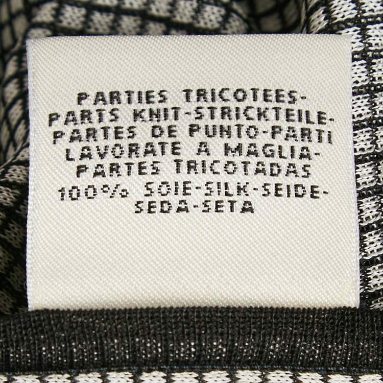 Pre Owned Hermes Black Printed Silk and Silk Knit Mosaique du Faubourg Top M