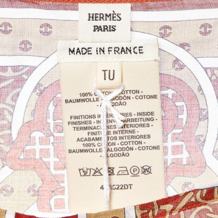 Pre Owned Hermes Brown Mors et Gourmettes Cotton Beach Kaftan Dress One Size
