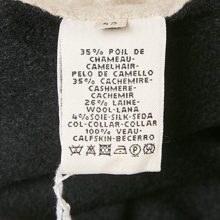 Pre Owned Hermès Black Wool Blend Zip-Up Cape Coat L