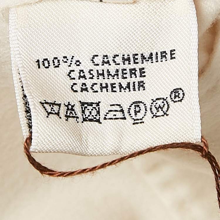 Pre Owned Hermès Ecru White Cashmere Mid-Length Coat L