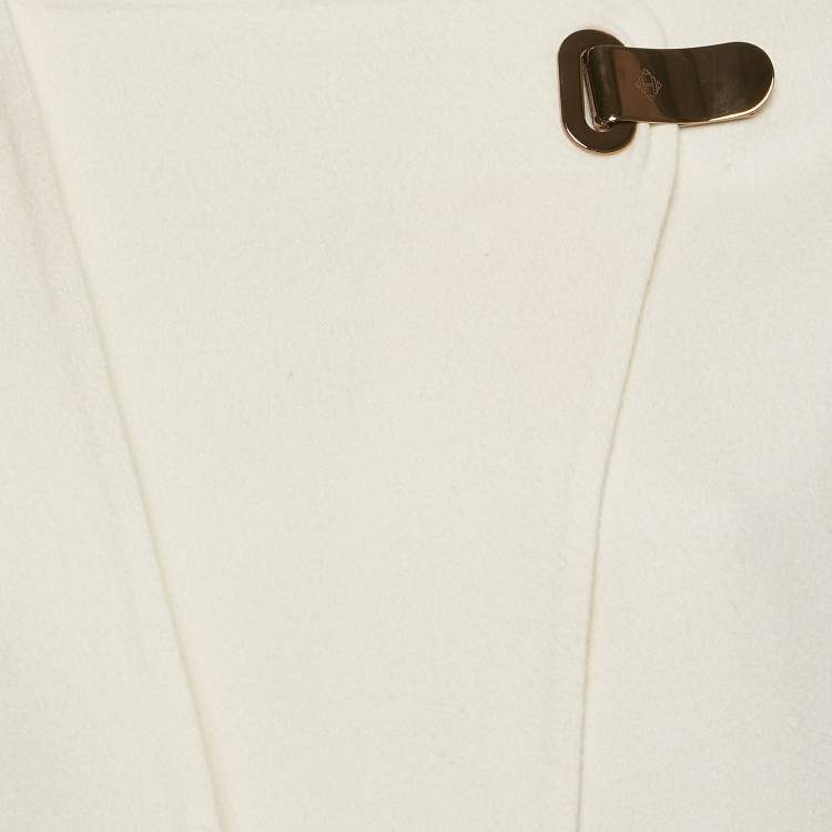 Pre Owned Hermès Ecru White Cashmere Mid-Length Coat L