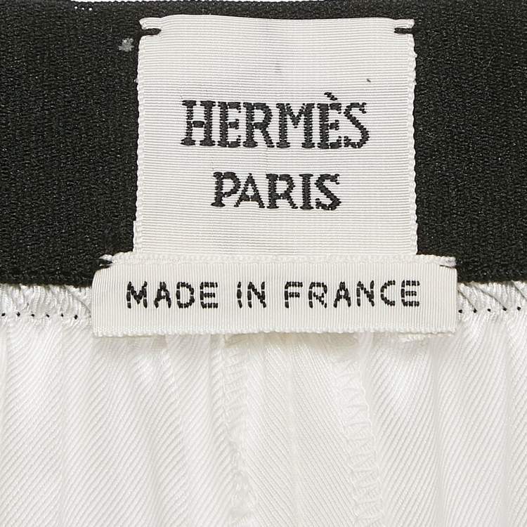 Pre Owned Hermès Multicolor Printed Silk Wide Leg Trousers M