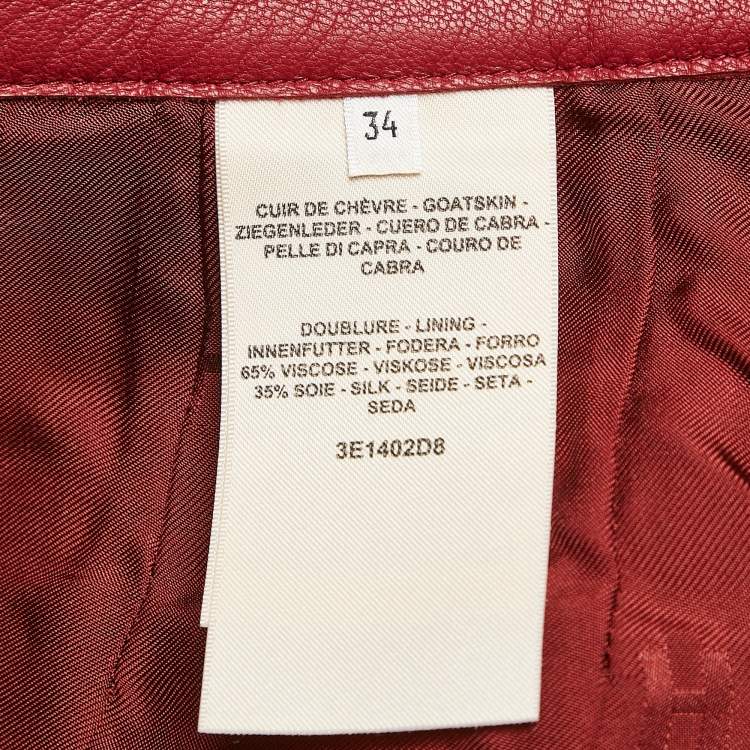 Pre Owned Hermès Rouge Cardinal Red Leather Shorts S