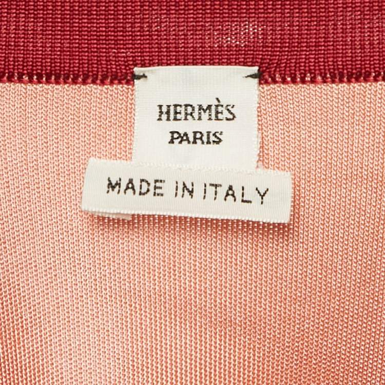 Pre Owned Hermes Pink Belt and Chain Print Silk Cardigan S