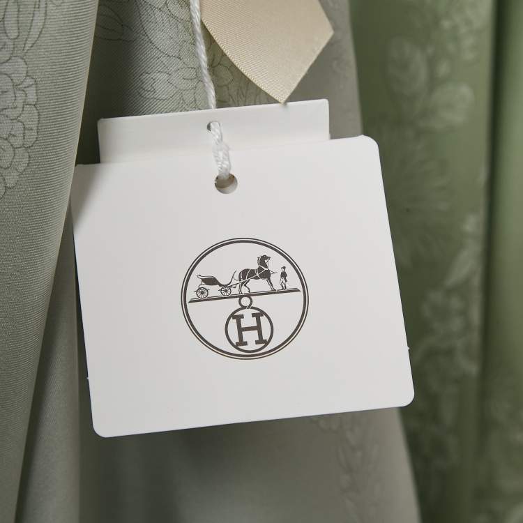 Pre Owned Hermès Green Printed Silk Belted Maxi Dress M