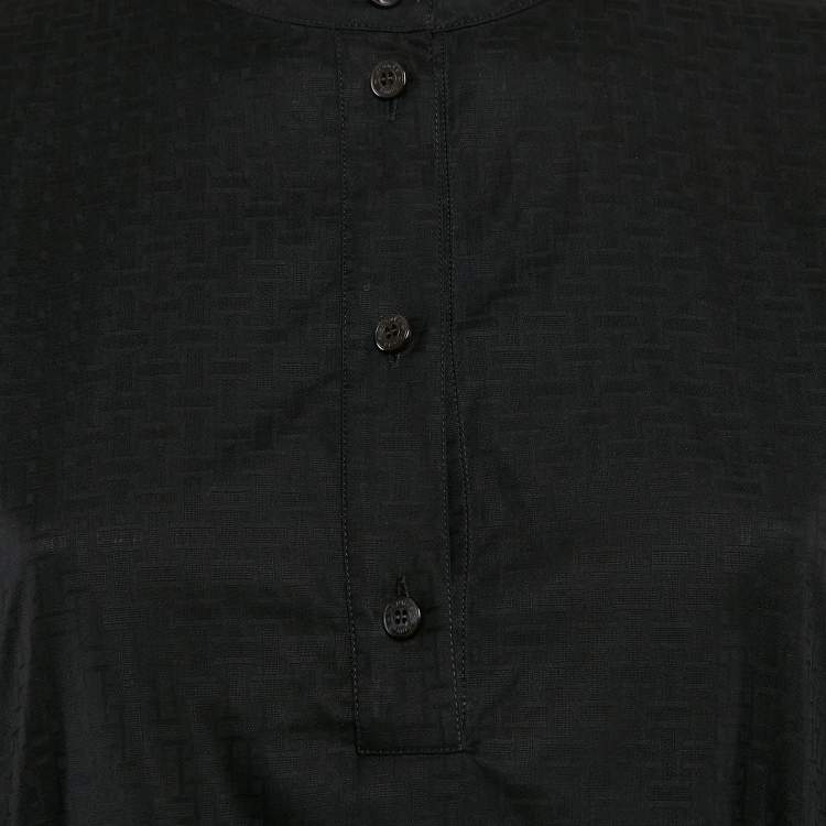 Pre Owned Hermès Black Cotton Mosaique Prairie Maxi Dress S