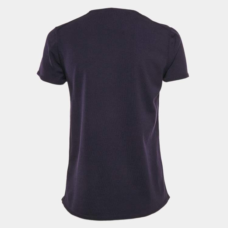 Pre Owned Hermès Purple Wool Knit Crew Neck Sweater Top M