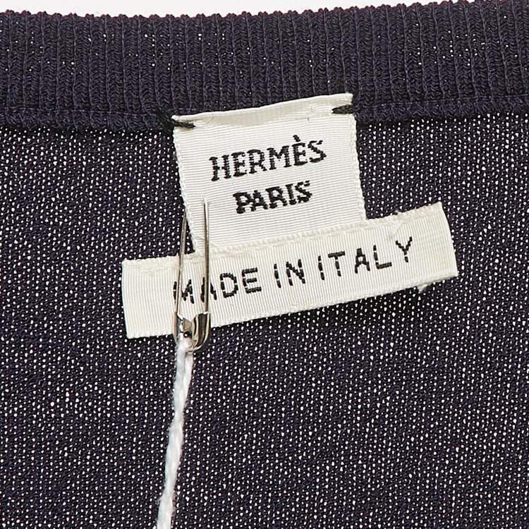 Pre Owned Hermès Purple Wool Knit Crew Neck Sweater Top M