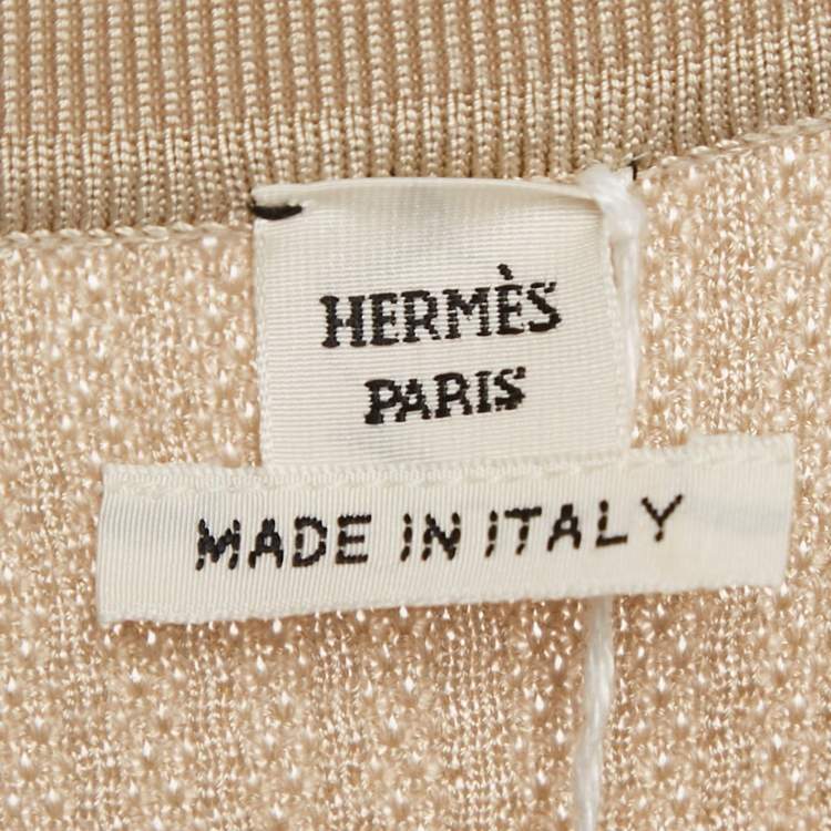 Pre Owned Hermès Grey Beige Maille Torsades Midi Dress S