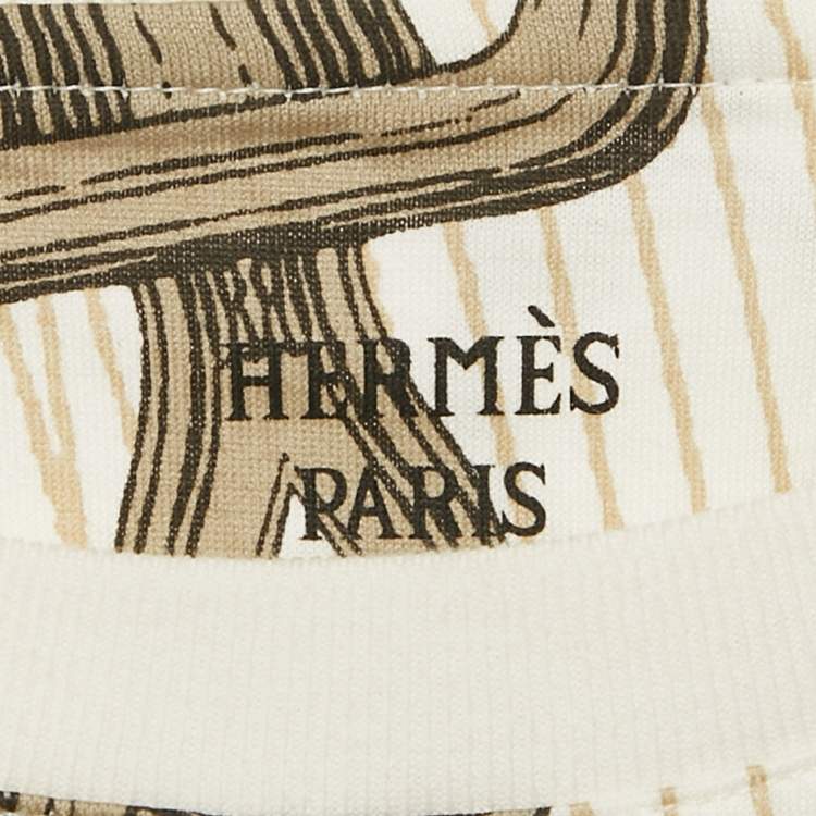 Pre Owned Hermes White Printed Jersey Effet Kaleidoscope Boxy Fit T-Shirt S