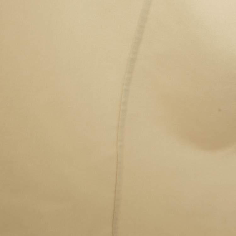 Pre Owned Hermes Cream Cashmere Zip Up Mid Length Coat S
