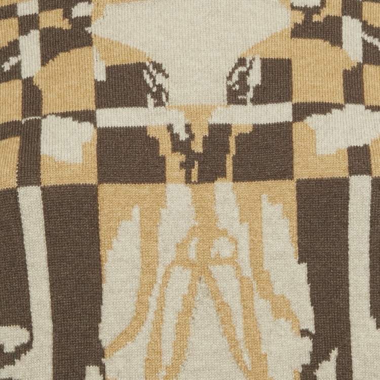 Pre Owned Hermes Brown/Beige Patterned Cashmere Brides de Gala Long Sleeve Jumper M