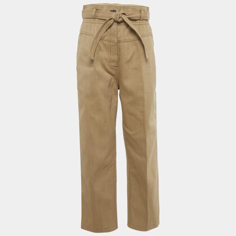 Pre Owned Hermes Beige Chevron Denim Carotte Pants M