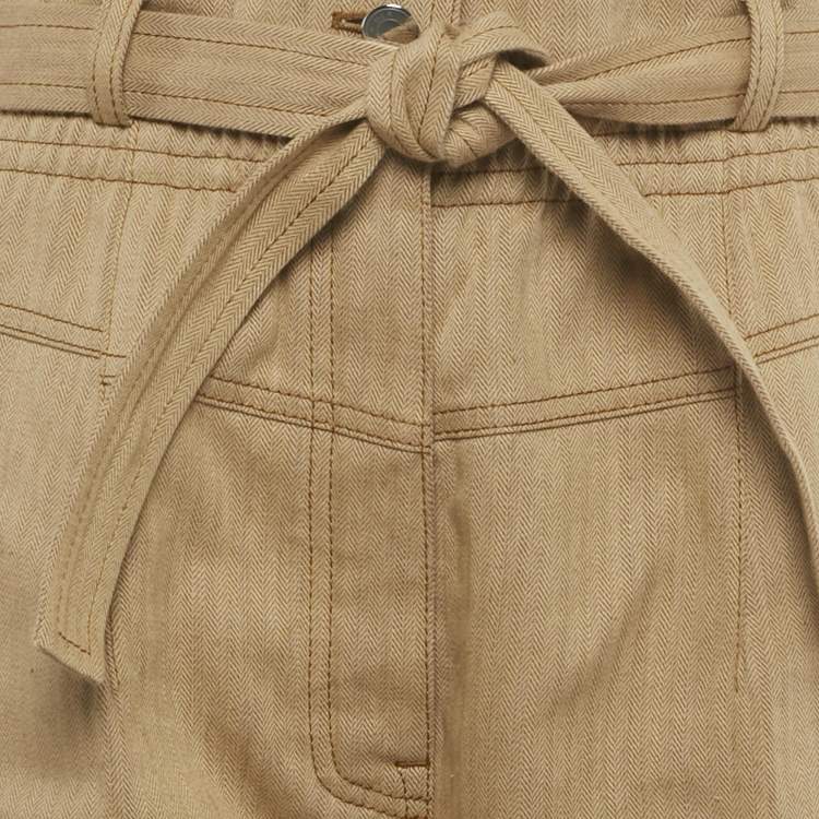 Pre Owned Hermes Beige Chevron Denim Carotte Pants M