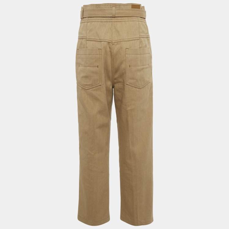 Pre Owned Hermes Beige Chevron Denim Carotte Pants M