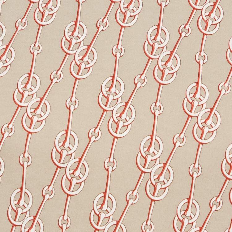 Pre Owned Hermes Beige Chain Link Printed Cotton Knit T-Shirt M