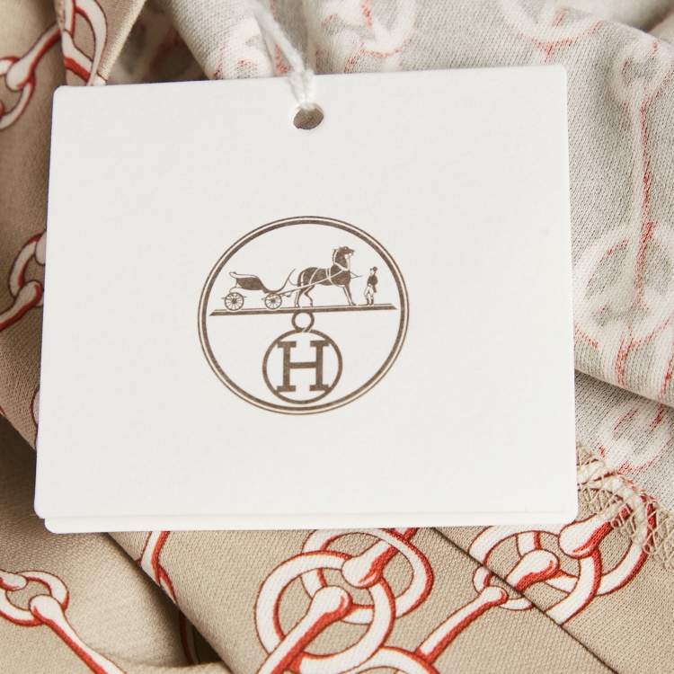 Pre Owned Hermes Beige Chain Link Printed Cotton Knit T-Shirt M