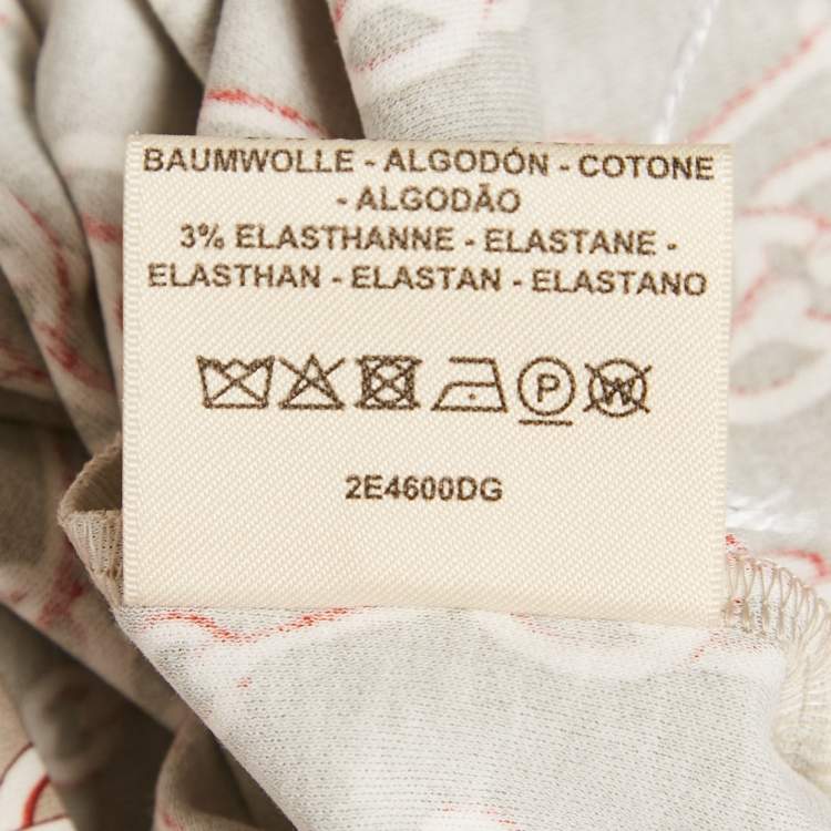 Pre Owned Hermes Beige Chain Link Printed Cotton Knit T-Shirt M