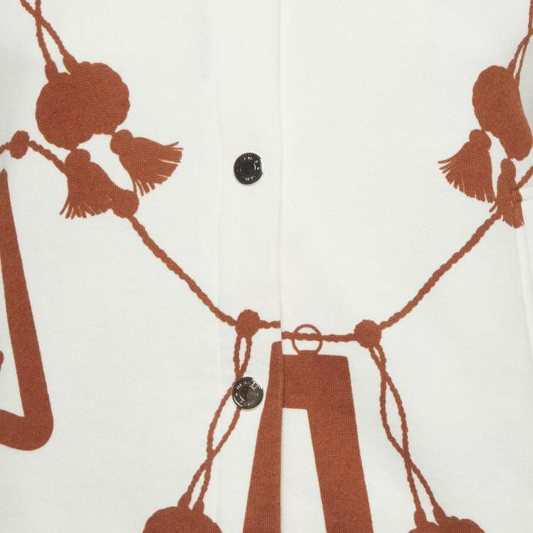 Pre Owned Hermes White/Brown Lantern Print Cotton Jacket M