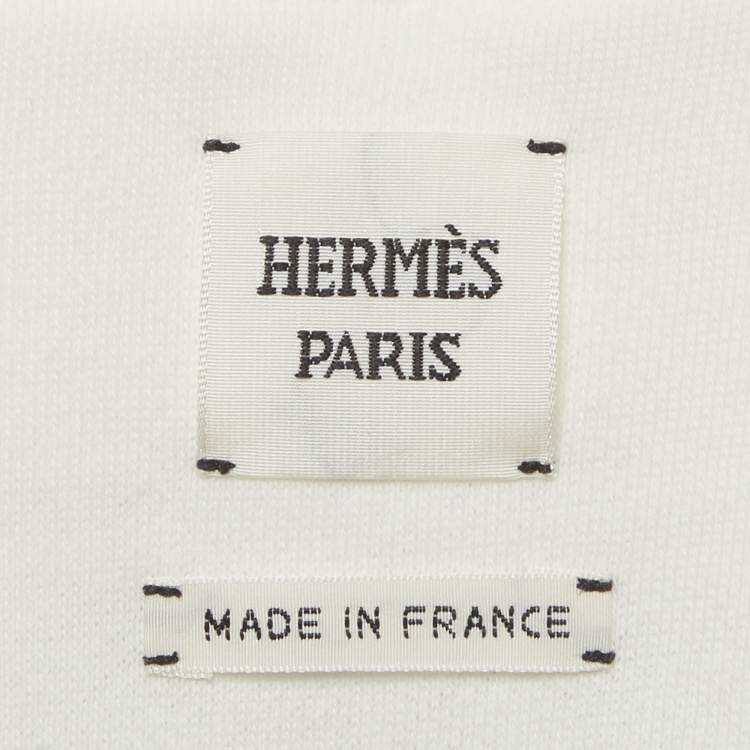 Pre Owned Hermes White/Brown Lantern Print Cotton Jacket M