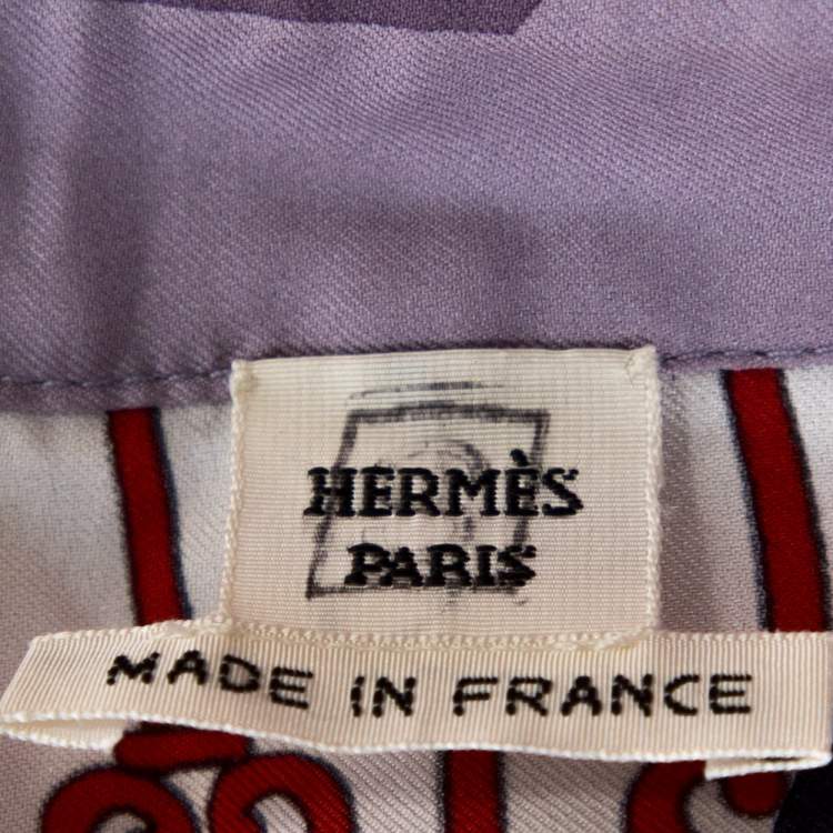 Pre Owned Hermes Multicolor Les Cléfs Printed Silk Blouse M