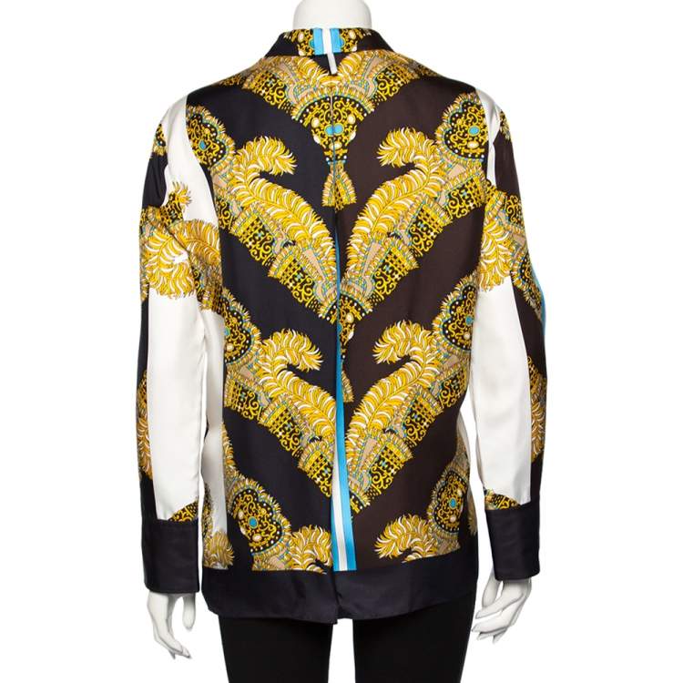 Pre Owned Hermes Multicolor Sous L'egide de Mars Reyures Printed Silk Shirt L