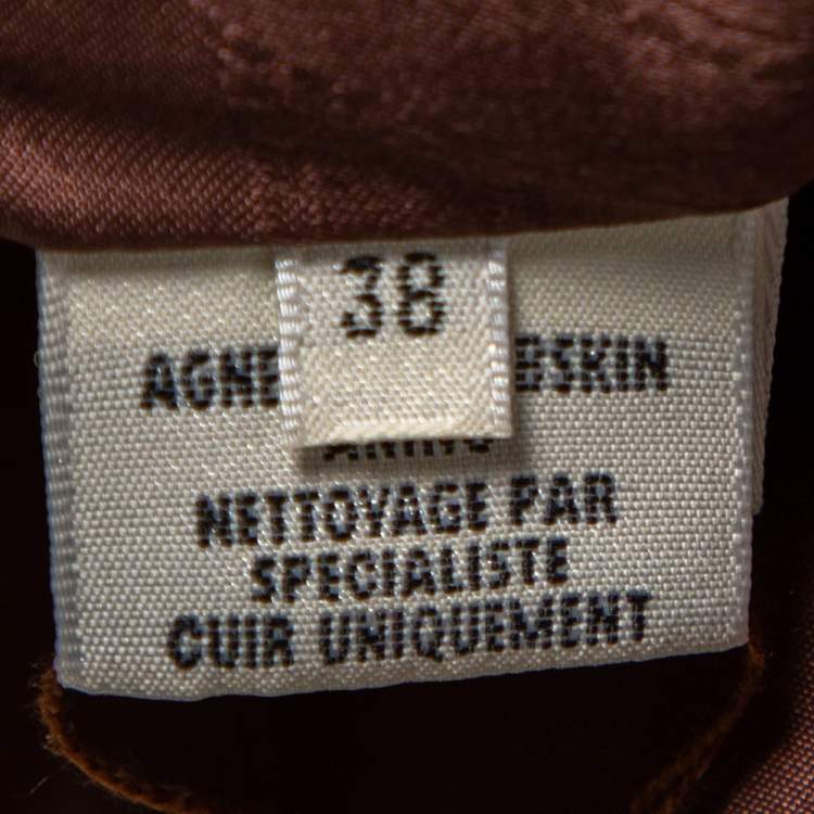Pre Owned Hermès Brown Lambskin Leather Double Breasted Belted Coat M