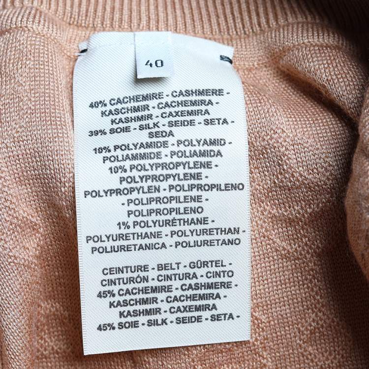Pre Owned Hermes Beige Torsades Cliquetis Unies Cashmere Jacquard Knit Bootcut Pants M