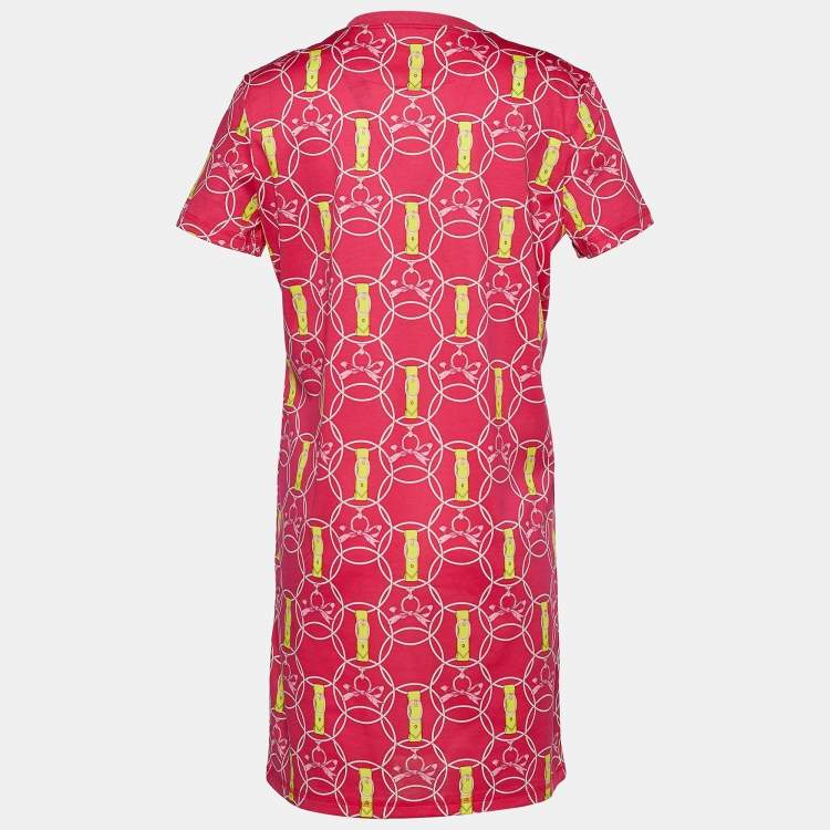Pre Owned Hermes Rose Flash Promenade du Matin Print Cotton Shift Dress S