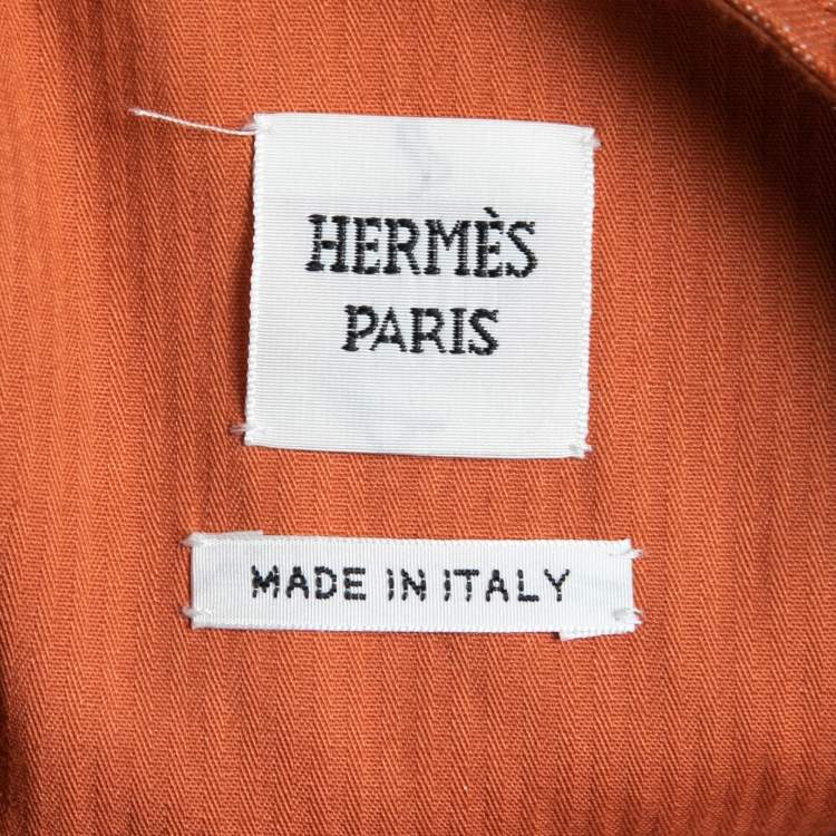 Pre Owned Hermes Orange Stretch Denim Jacket M