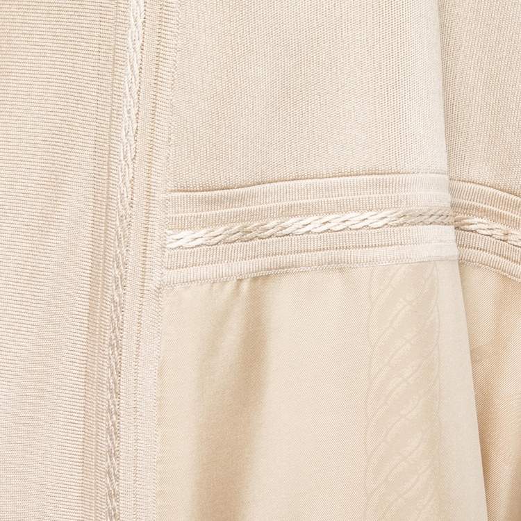 Pre Owned Hermes Gold Jacquard Silk Kaftan Inspired Open Cardigan M