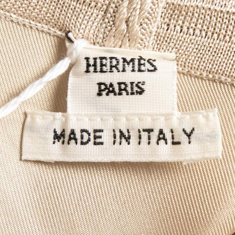Pre Owned Hermes Gold Jacquard Silk Kaftan Inspired Open Cardigan M