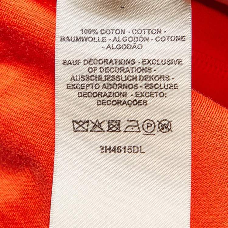 Pre Owned Hermes Orange Embroidered Pocket Detail Cotton Knit T-Shirt M