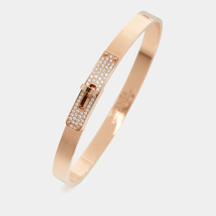 Pre Owned Hermès Kelly Diamond 18k Rose Gold Bracelet