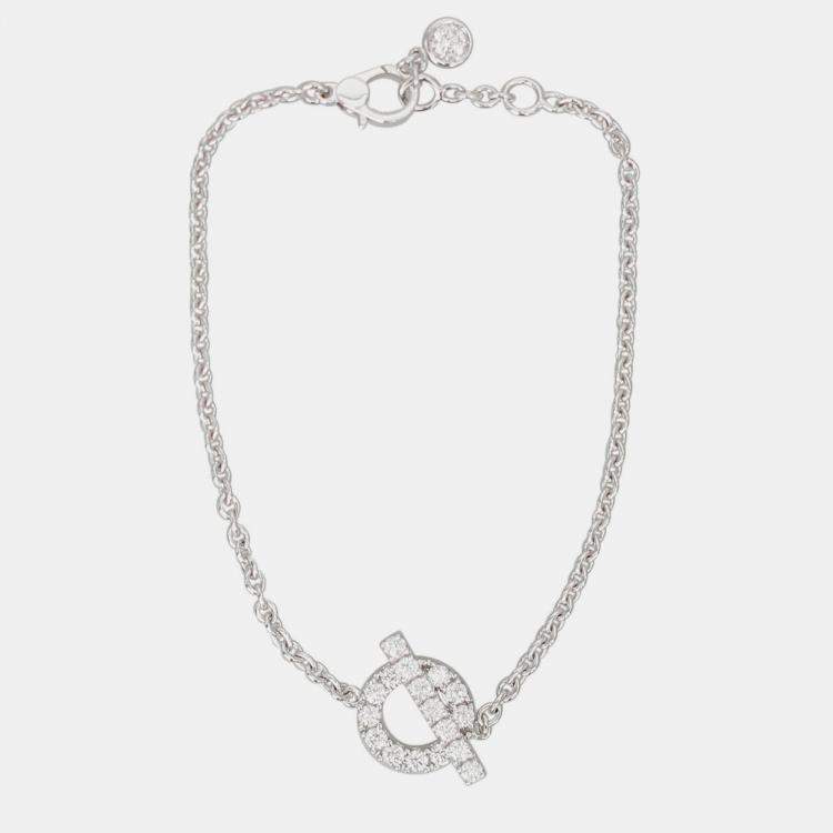 Pre Owned Hermes 18 Carat White Gold and Diamonds Finesse Bracelet
