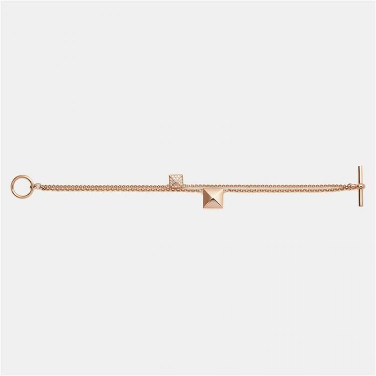 Pre Owned Hermes Clou d'H  Rose Gold Diamond Bracelet