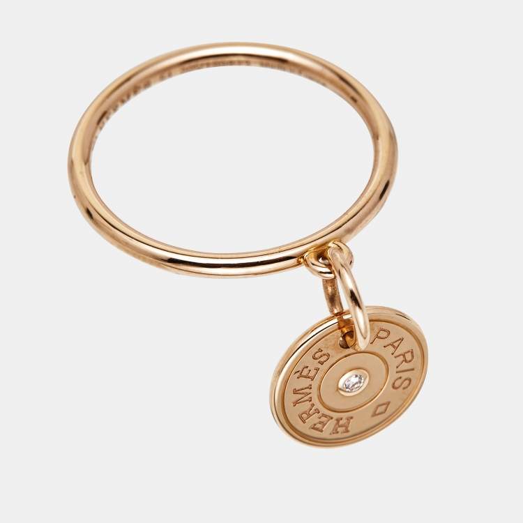Pre Owned Hermès Gambade Diamond 18k Rose Gold Ring Size 51
