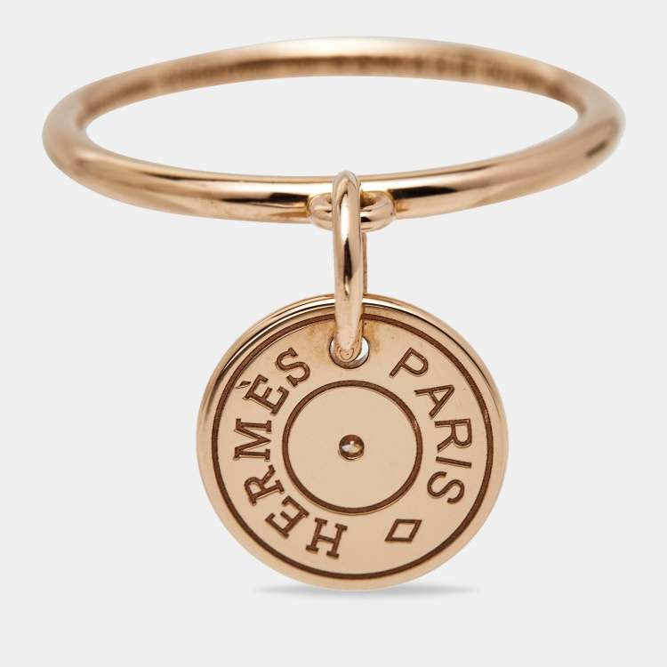 Pre Owned Hermès Gambade Diamond 18k Rose Gold Ring Size 51