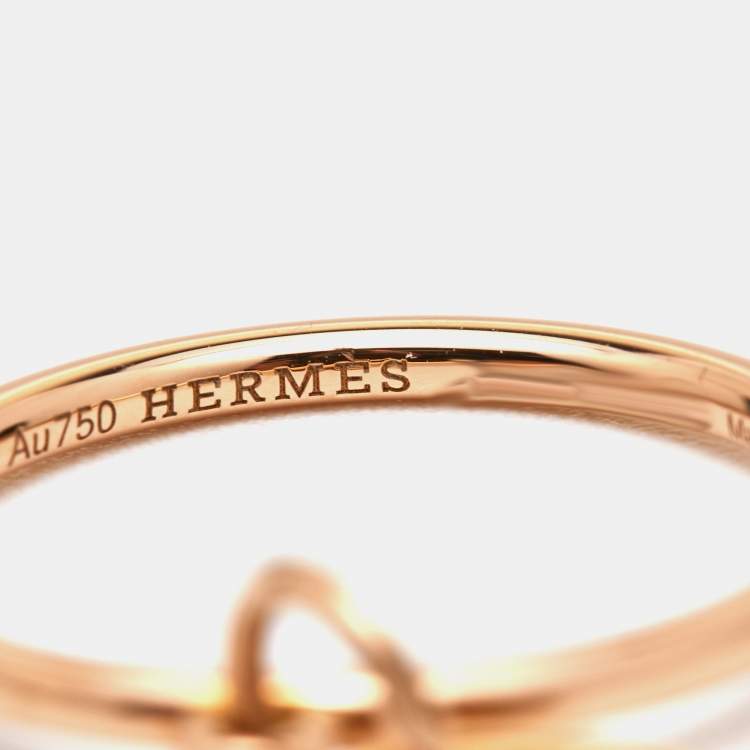 Pre Owned Hermès Gambade Diamond 18k Rose Gold Ring Size 51