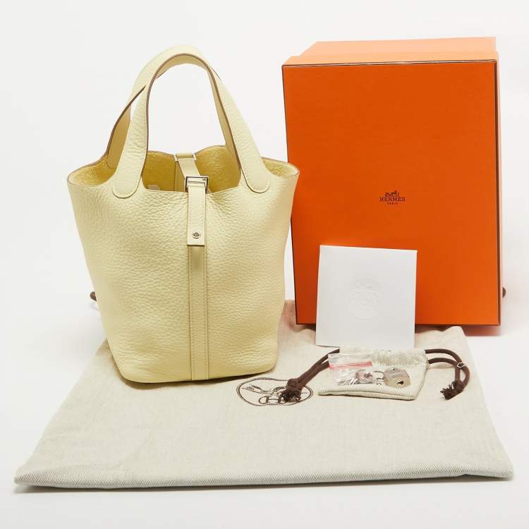 Pre Owned Hermès Jaune Milton Taurillon Clemence Leather Picotin Lock 18 Bag
