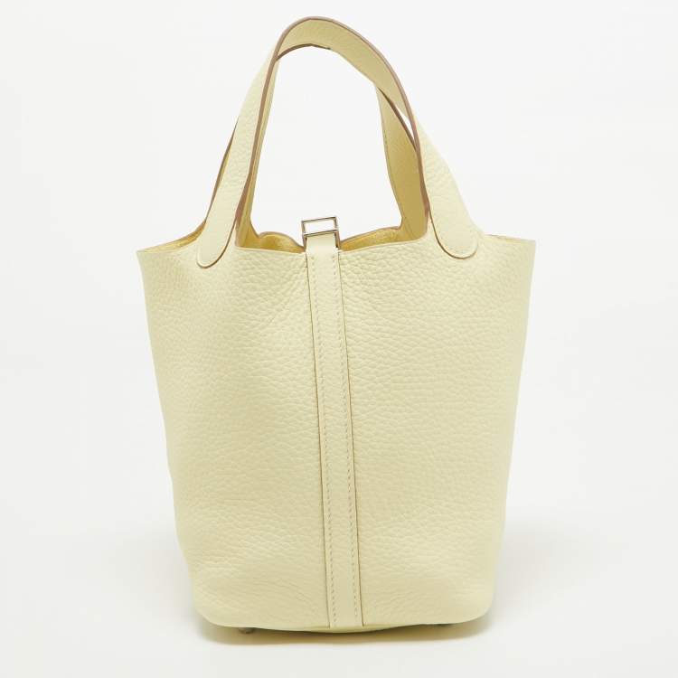Pre Owned Hermès Jaune Milton Taurillon Clemence Leather Picotin Lock 18 Bag