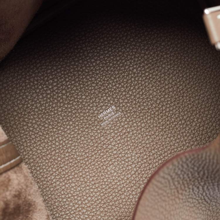 Pre Owned Hermès Etoupe Taurillon Clemence Leather Picotin Lock 22 Bag