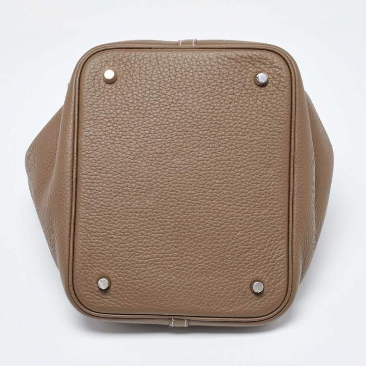 Pre Owned Hermès Etoupe Taurillon Clemence Leather Picotin Lock 22 Bag