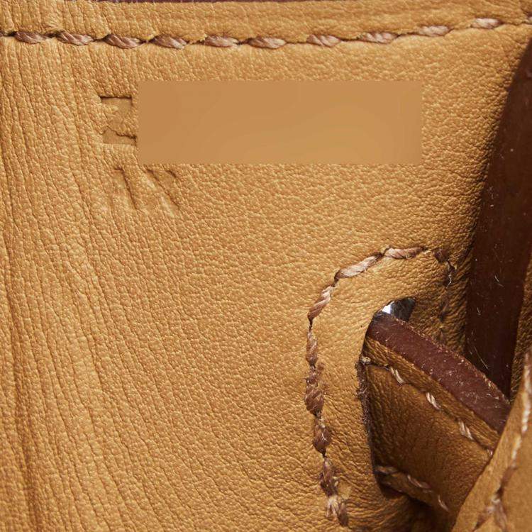 Pre Owned Hermès Biscuit Swift Leather Palladium Finish In and Out Birkin 25 Bag