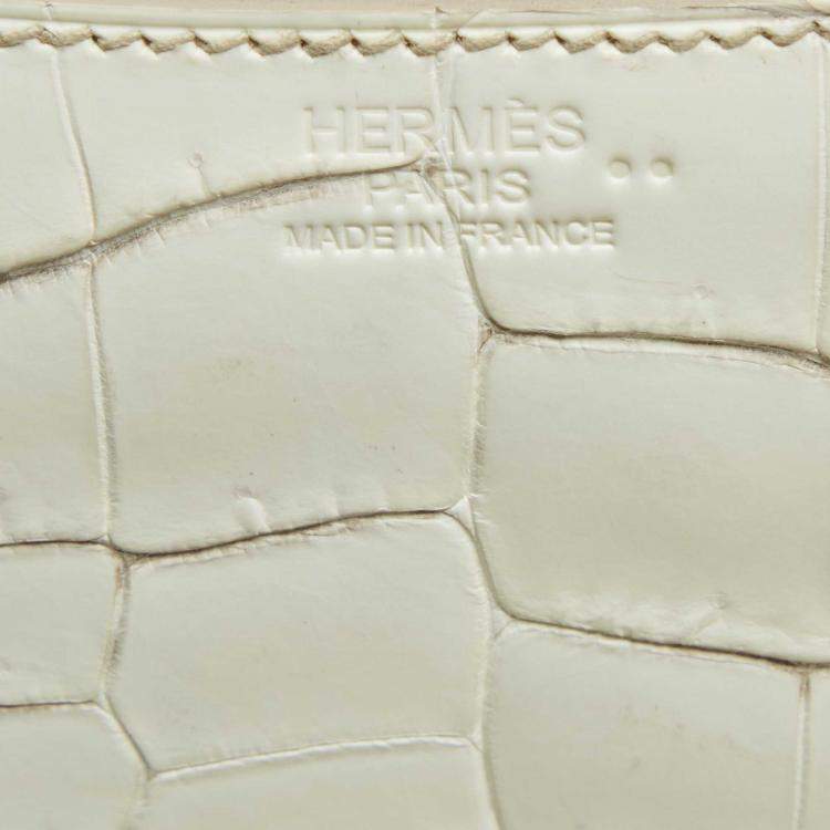 Pre Owned Hermès Blanc Crocodile Niloticus Himalaya Palladium Finish Constance III 24 Bag