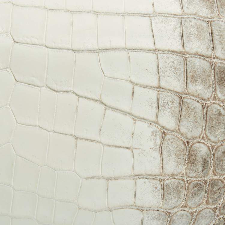Pre Owned Hermès Blanc Crocodile Niloticus Himalaya Palladium Finish Constance III 24 Bag