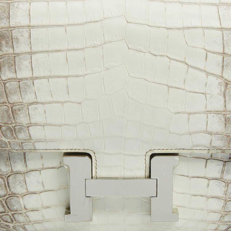 Pre Owned Hermès Blanc Crocodile Niloticus Himalaya Palladium Finish Constance III 24 Bag