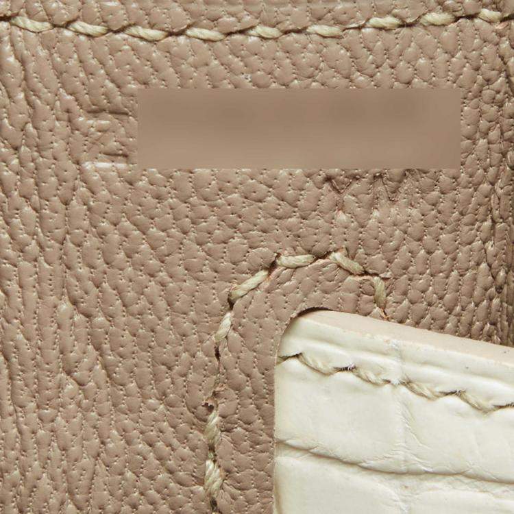 Pre Owned Hermès Blanc Crocodile Niloticus Himalaya Palladium Finish Kelly Retourne 32 Bag