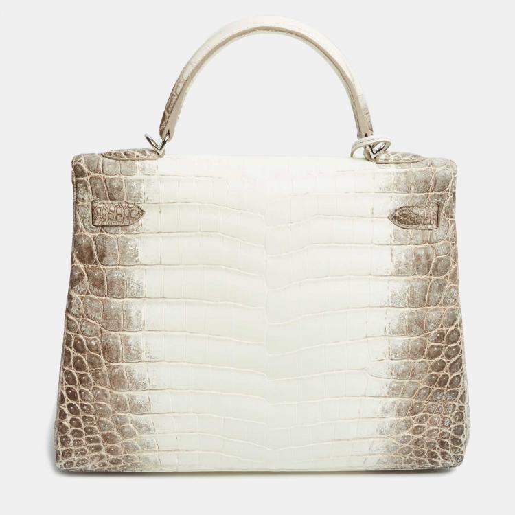 Pre Owned Hermès Blanc Crocodile Niloticus Himalaya Palladium Finish Kelly Retourne 32 Bag